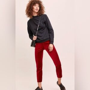 Anthropologie|Marin skinny velvet trousers in burgundy tone,size 2•••Boho style